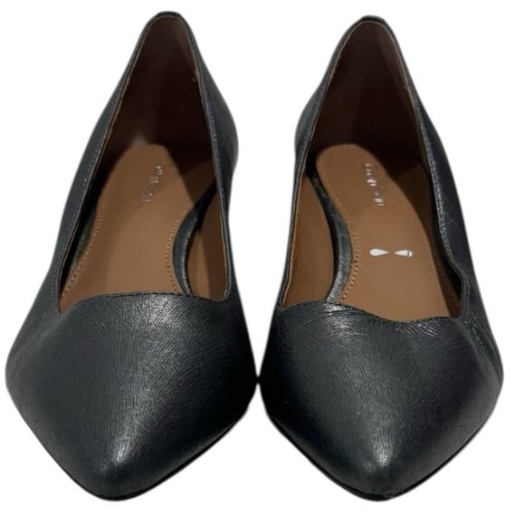 Calvin Klein GABRIANNA POINT TOE Leather Kitten Heel Pumps Size 6 gunmetal - Picture 2 of 10